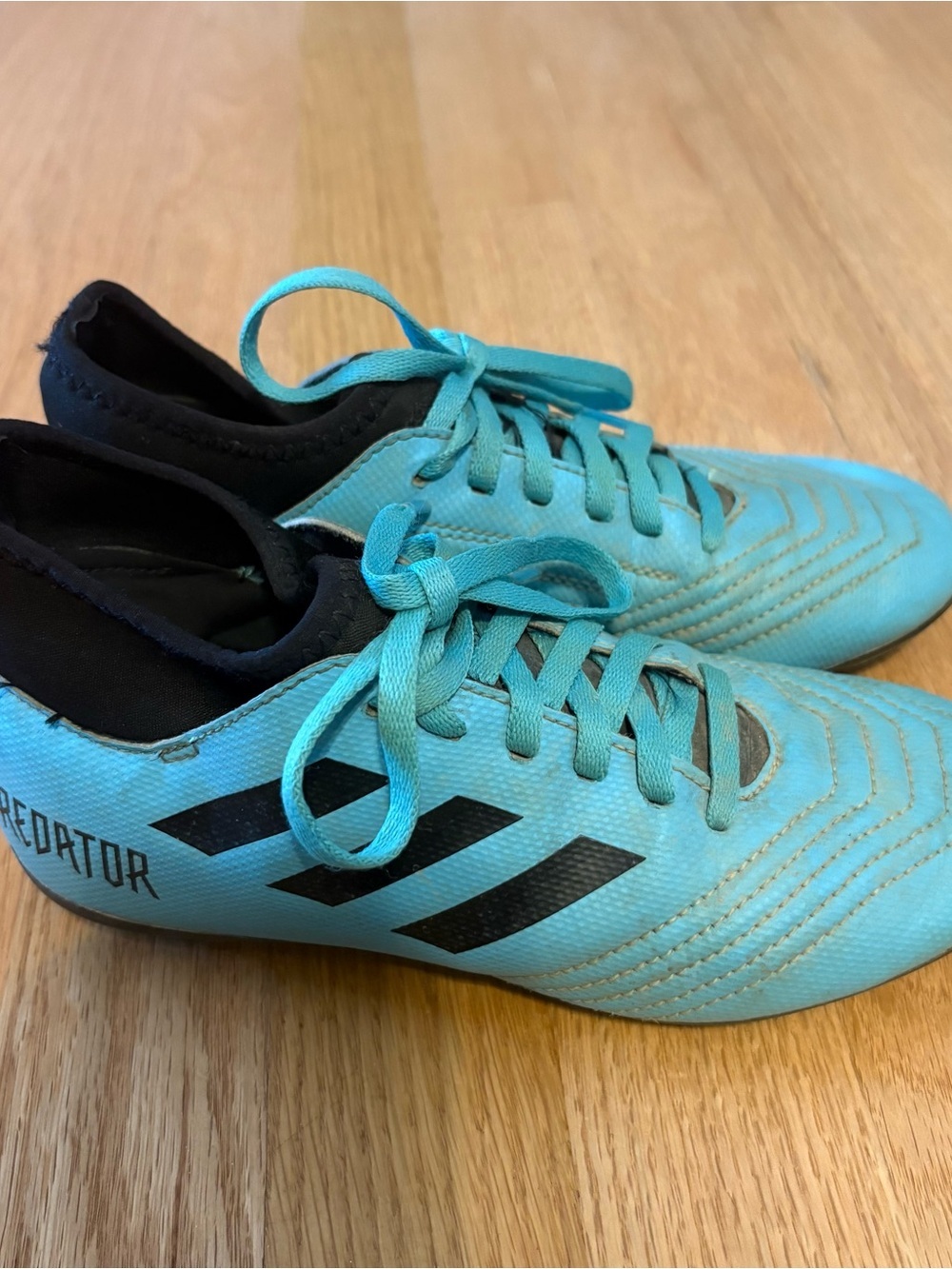 Adidas Predator Sock Football Boots Turquoise Aqua Sz 2 Cleats Soccer Kids